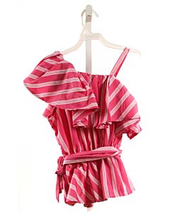 HABITUAL GIRL  HOT PINK  STRIPED  DRESS SHIRT WITH RUFFLE