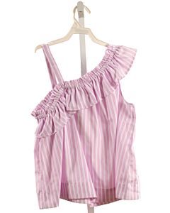 HABITUAL GIRL LAVENDER STRIPED SLEEVELESS SHIRT WITH RUFFLE