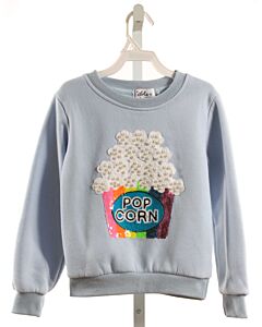 LOLA + THE BOYS  LT BLUE   APPLIQUED PULLOVER WITH SEQUINS