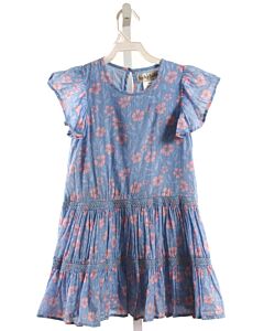 LUCKY JADE  BLUE  FLORAL SMOCKED DRESS