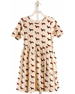 PINK CHICKEN BROWN PRINT KNIT DRESS