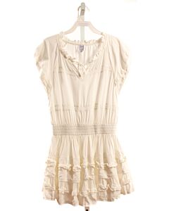 CAKE FOR DINNER  WHITE   SMOCKED DRESS WITH LACE TRIM