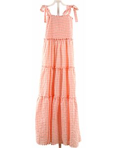 MARLO  LT PINK SEERSUCKER GINGHAM SMOCKED DRESS