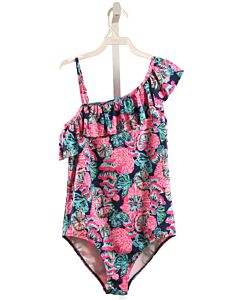 LILLY PULITZER  HOT PINK  FLORAL  1-PIECE SWIMSUIT WITH RUFFLE