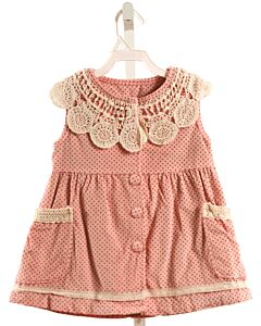 ORIGINAL MARIACHI  PINK CORDUROY POLKA DOT  VEST WITH LACE TRIM