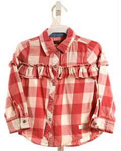 7 FOR ALL MANKIND  HOT PINK  CHECK  DRESS SHIRT WITH RUFFLE