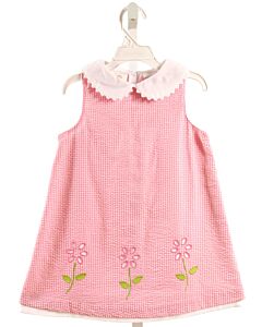 LITTLE BITTY  PINK SEERSUCKER FLORAL APPLIQUED DRESS