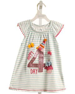 MUD PIE  LT BLUE  STRIPED APPLIQUED KNIT SS SHIRT