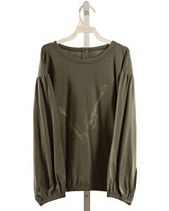 KATE QUINN  GREEN   PRINTED DESIGN KNIT LS SHIRT