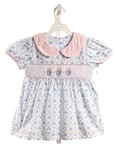 SHRIMP & GRITS BLUE SMOCKED SHIRT-SS