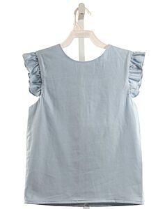 HANNAH KATE  LT BLUE LINEN   SLEEVELESS SHIRT WITH RUFFLE