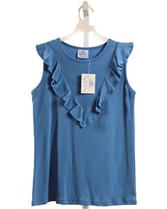 EYELET & IVY  BLUE    SLEEVELESS SHIRT WITH RUFFLE