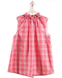 PBJ  PINK SEERSUCKER PLAID  SLEEVELESS SHIRT WITH RUFFLE