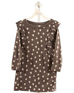 TEA  GRAY  POLKA DOT  KNIT DRESS WITH RUFFLE