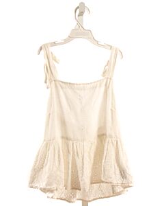 MADEWELL  WHITE LINEN   SLEEVELESS SHIRT WITH EYELET TRIM