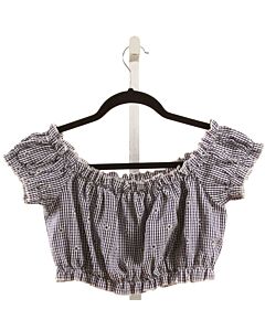 HYFVE  NAVY  GINGHAM SMOCKED SHIRT-SS