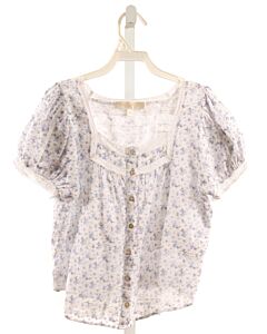 LOVESHACKFANCY  LT BLUE  FLORAL  SHIRT-SS