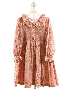 SMOCK LONDON  HOT PINK  FLORAL SMOCKED DRESS WITH RUFFLE