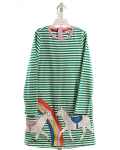 JOULES  GREEN  STRIPED APPLIQUED KNIT DRESS