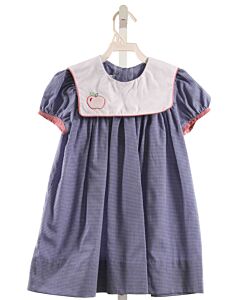 LULLABY SET  NAVY  GINGHAM EMBROIDERED DRESS