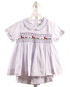 ALICE KATHLEEN  WHITE PIQUE POLKA DOT SMOCKED 2-PIECE OUTFIT