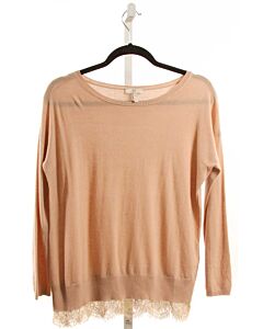 JOIE  BROWN    KNIT LS SHIRT WITH LACE TRIM