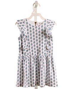 LILA + HAYES  BLUE   PRINTED DESIGN KNIT DRESS