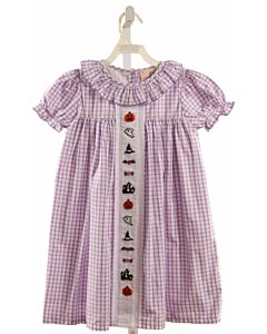 SMOCKINGBIRD  PURPLE  WINDOWPANE EMBROIDERED DRESS
