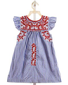 SIX HONEYBEES  BLUE  GINGHAM EMBROIDERED DRESS
