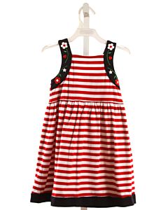 FLORENCE EISEMAN  RED  STRIPED APPLIQUED KNIT DRESS