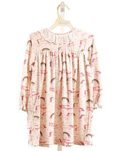 GRACE & JAMES  PINK  PRINT  KNIT DRESS WITH EYELET TRIM