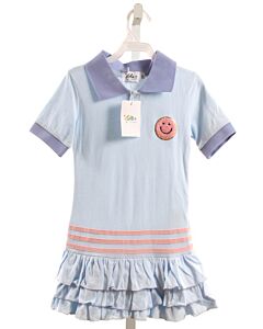 LOLA + THE BOYS  LT BLUE   APPLIQUED KNIT DRESS
