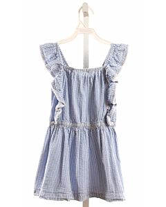 SNAPPER ROCK  BLUE SEERSUCKER STRIPED  DRESS WITH RUFFLE