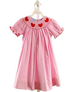 ANAVINI  PINK  GINGHAM SMOCKED DRESS WITH RIC RAC
