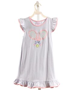 STITCHY FISH  LT BLUE  STRIPED APPLIQUED KNIT DRESS