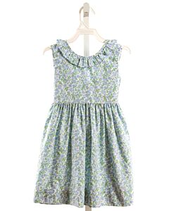 LITTLE ENGLISH  LT BLUE  FLORAL  DRESS WITH RUFFLE