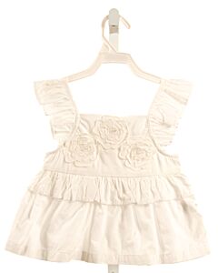 ZARA  WHITE  FLORAL APPLIQUED SLEEVELESS SHIRT WITH RUFFLE