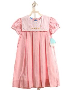 ANAVINI  PINK SEERSUCKER  EMBROIDERED DRESS