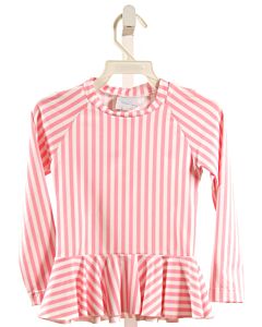JAMES & LOTTIE  PINK  STRIPED  RASH GUARD WITH RUFFLE