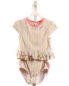 RUFFLE BUTTS  MULTI-COLOR SEERSUCKER STRIPED  2-PIECE SWIMSUIT