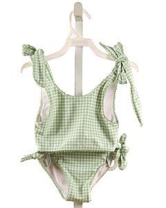 MINNOW  GREEN  GINGHAM  2-PIECE SWIMSUIT WITH PICOT STITCHING