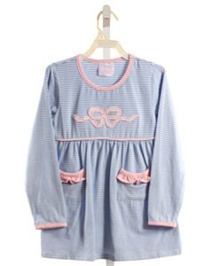 STITCHY FISH  BLUE  STRIPED APPLIQUED KNIT LS SHIRT