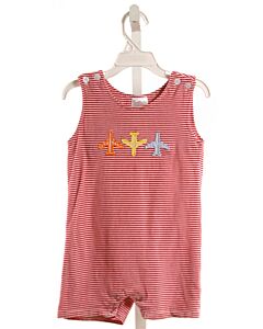 STITCHY FISH  RED  STRIPED APPLIQUED KNIT ROMPER