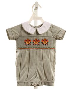 REMEMBER NGUYEN  GREEN  GINGHAM SMOCKED SHORTALL