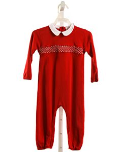 THE BEAUFORT BONNET COMPANY  RED   SMOCKED KNIT ROMPER