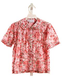 RACHEL RILEY  HOT PINK  FLORAL  DRESS SHIRT WITH RUFFLE