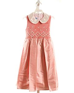 ANAVINI  PINK SILK GINGHAM SMOCKED DRESS