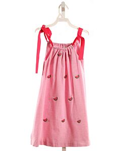K & L  PINK SEERSUCKER GINGHAM EMBROIDERED DRESS