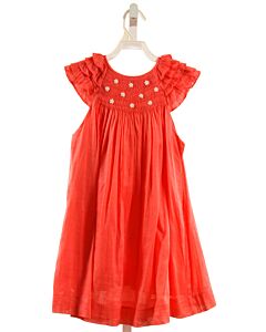 LES PETITS SOLEILS  HOT PINK   SMOCKED DRESS WITH RUFFLE