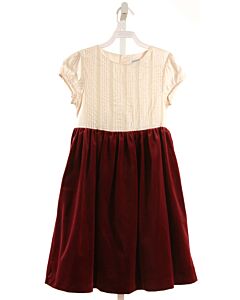 LULI & ME MAROON SILK DRESS WITH LACE TRIM